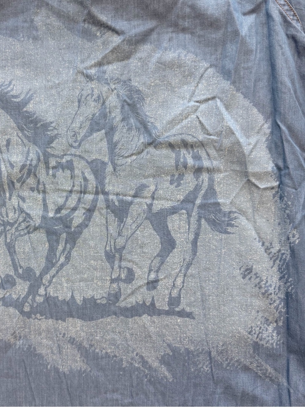 Flyshacker Yellowstone Collection Denim Horse Graphic Western Shirt Size Large - Picture 3 of 12